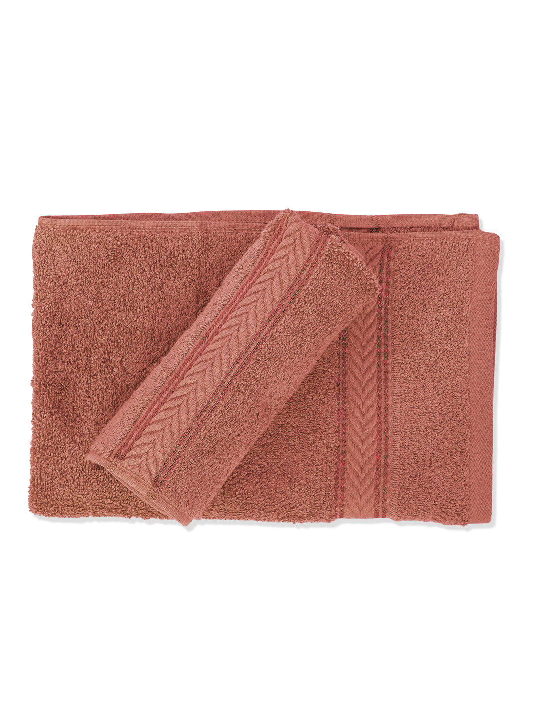 Premium Peach 100% Cotton Solid 525 GSM Hand Towel Amber 2 Pc Set Pvc Pack