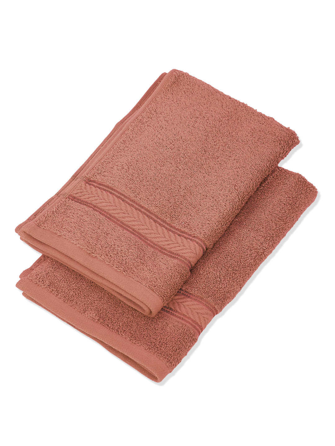 Premium Peach 100% Cotton Solid 525 GSM Hand Towel Amber 2 Pc Set Pvc Pack