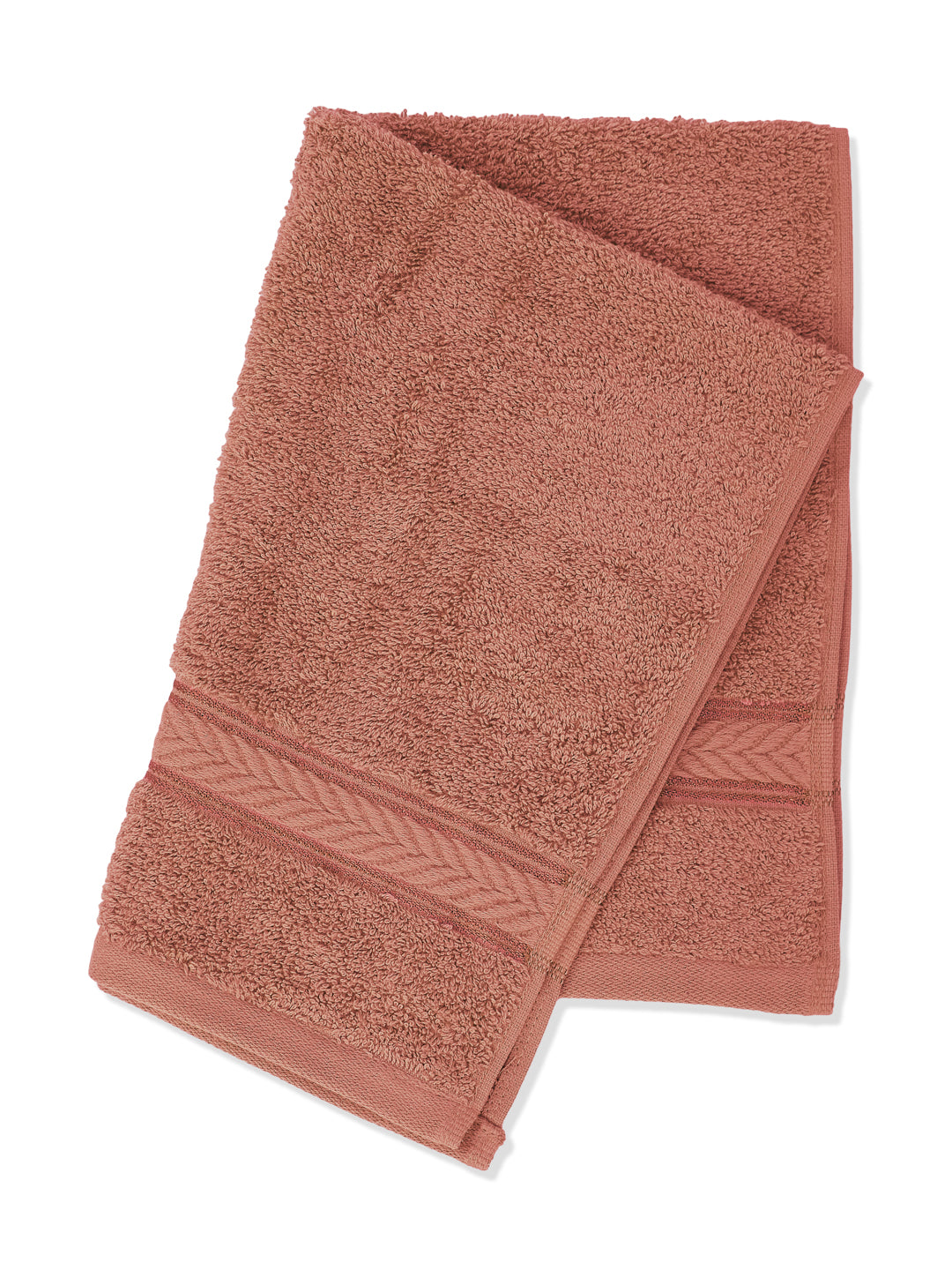 Premium Peach 100% Cotton Solid 525 GSM Hand Towel Amber 2 Pc Set Pvc Pack