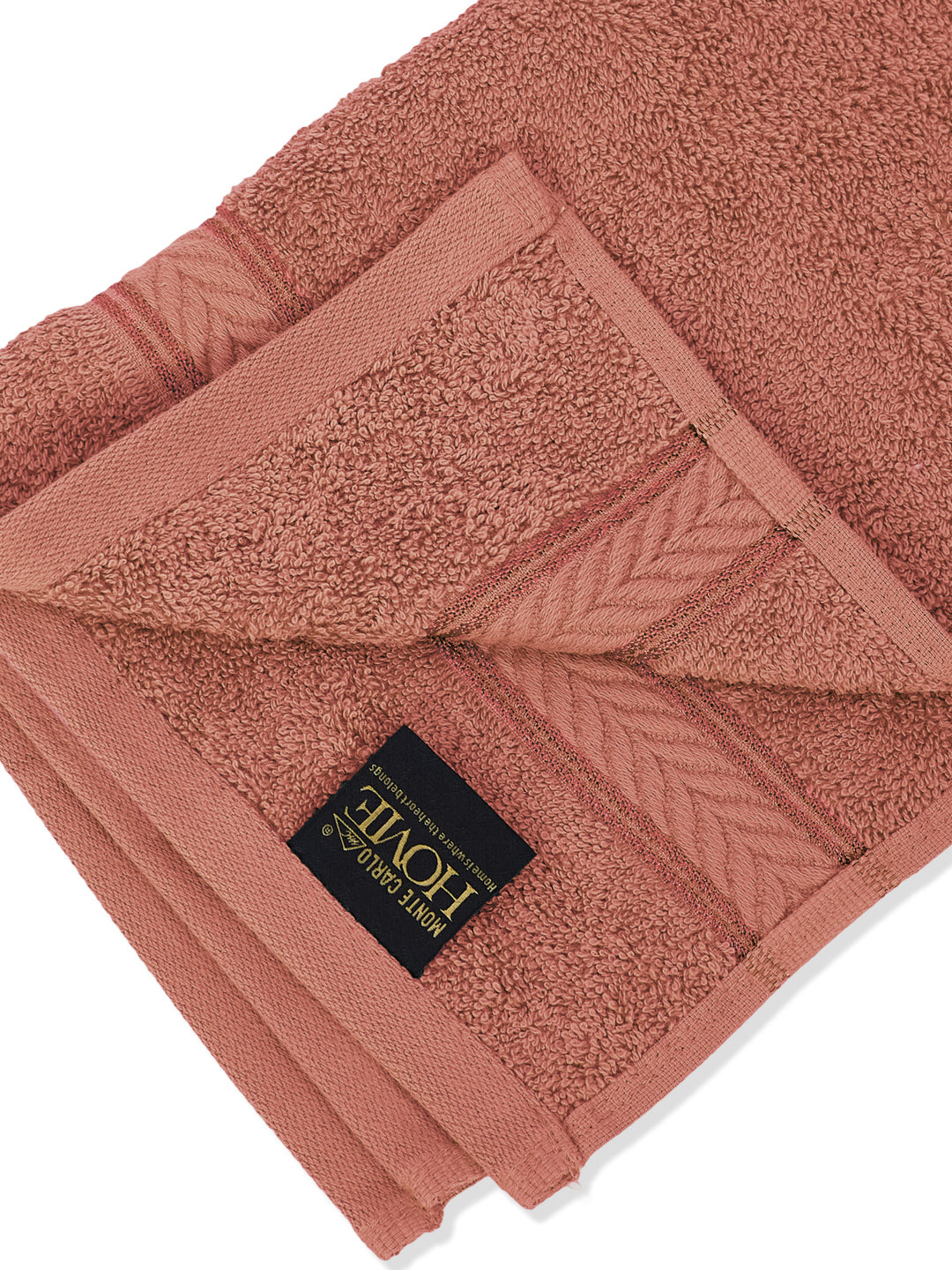 Premium Peach 100% Cotton Solid 525 GSM Hand Towel Amber 2 Pc Set Pvc Pack