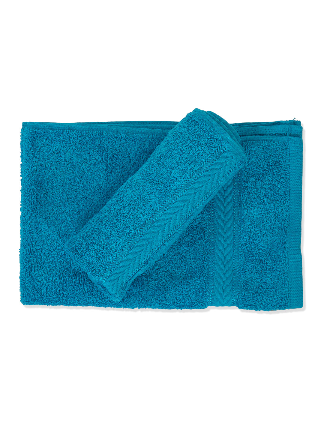 Premium Vivid Blue 100% Cotton Solid 525 GSM Hand Towel Amber 2 Pc Set Pvc Pack