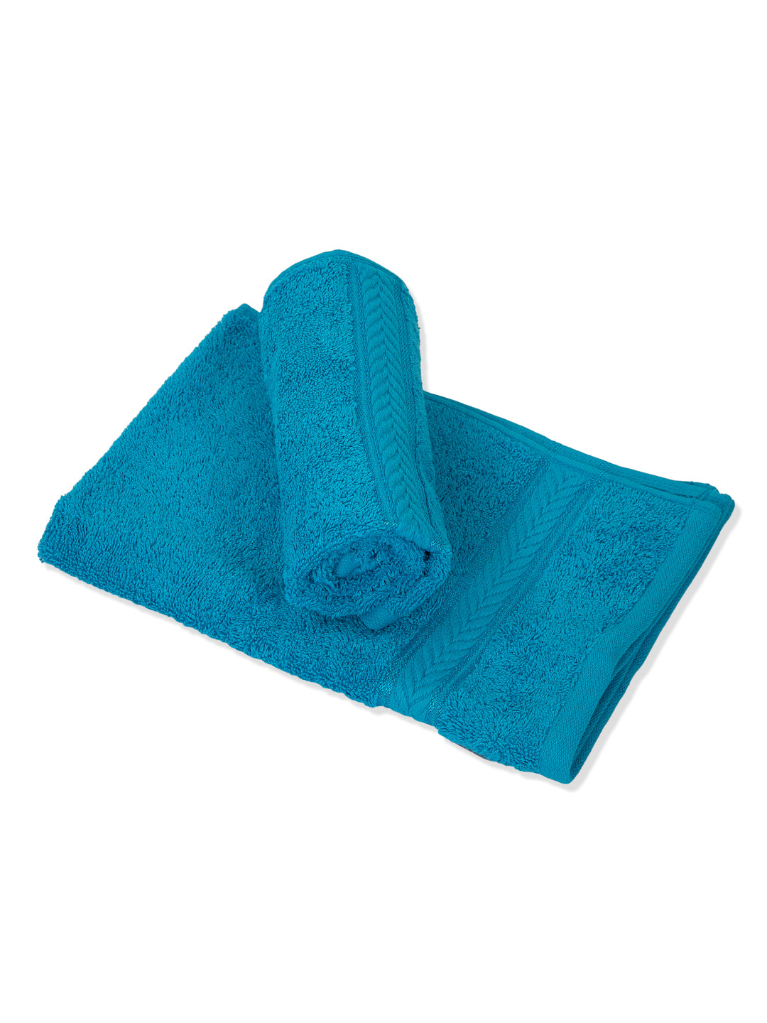 Premium Vivid Blue 100% Cotton Solid 525 GSM Hand Towel Amber 2 Pc Set Pvc Pack