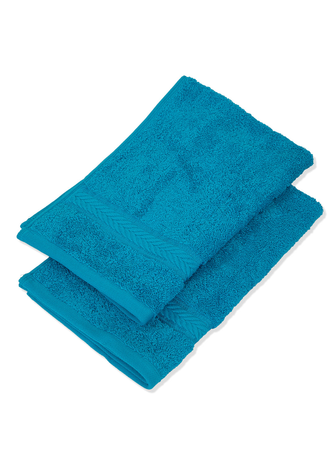 Premium Vivid Blue 100% Cotton Solid 525 GSM Hand Towel Amber 2 Pc Set Pvc Pack