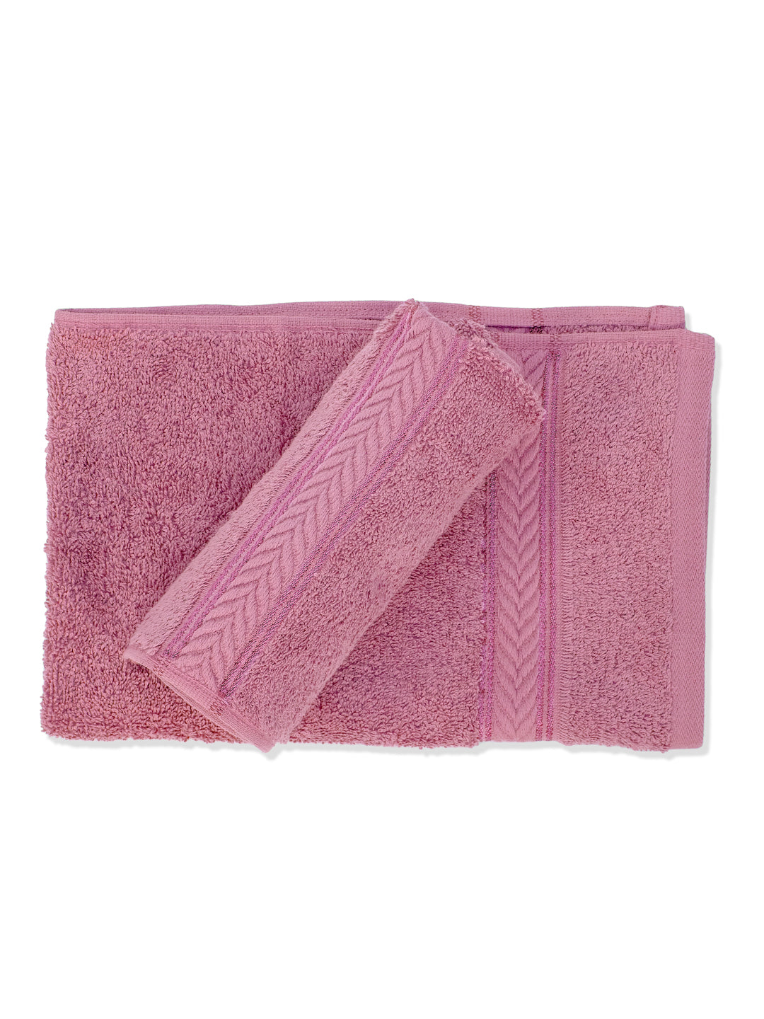 Premium Prism Pink 100% Cotton Solid 525 GSM Hand Towel Amber 2 Pc Set Pvc Pack