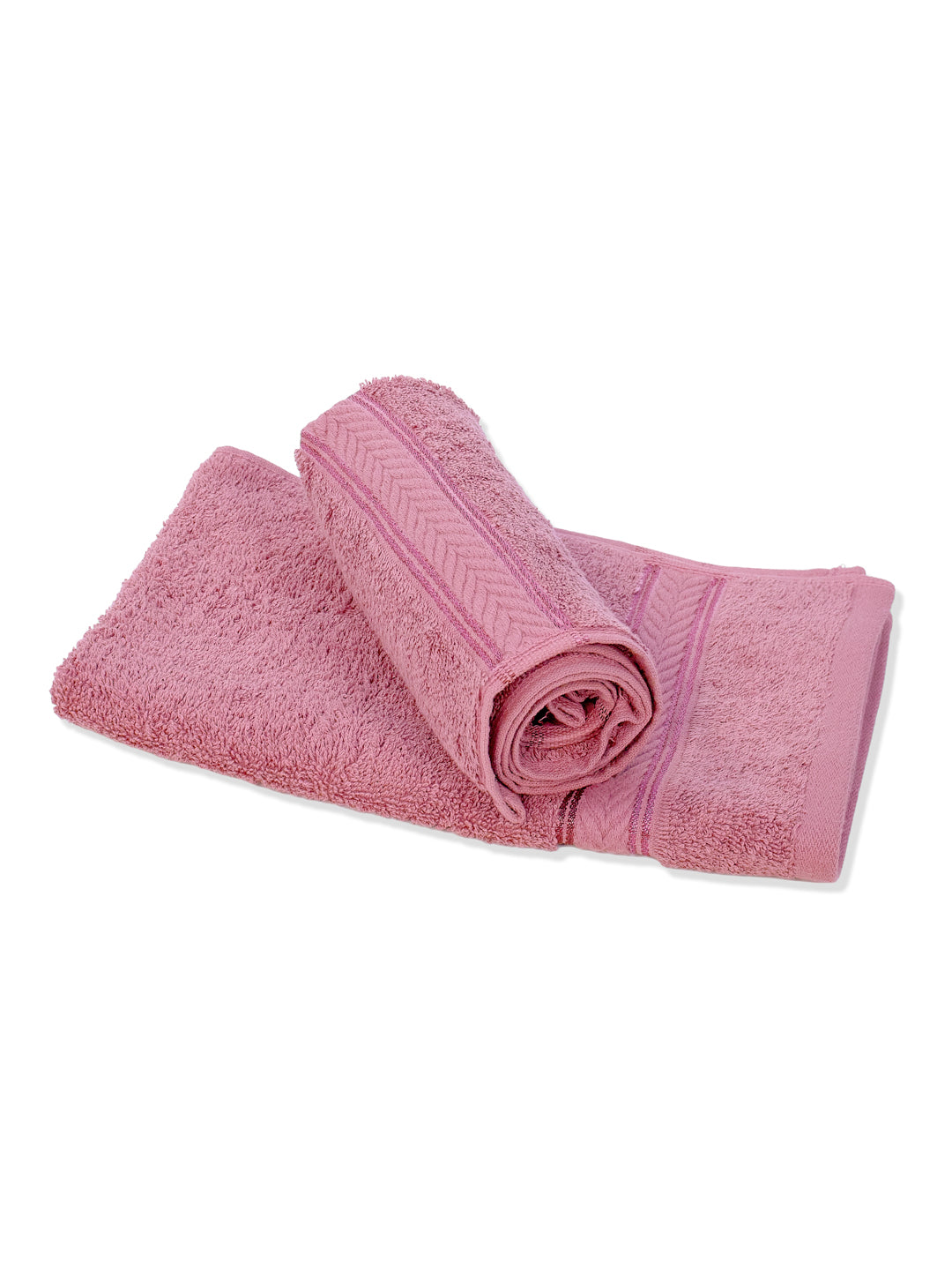 Premium Prism Pink 100% Cotton Solid 525 GSM Hand Towel Amber 2 Pc Set Pvc Pack