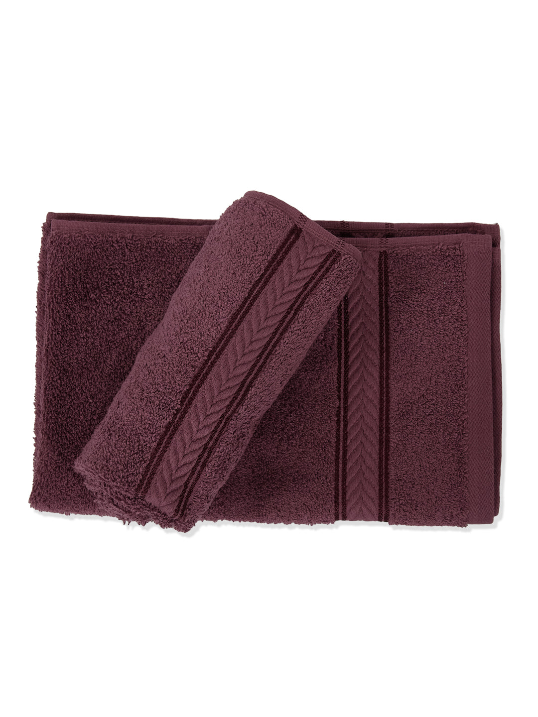 Premium Maroon 100% Cotton Solid 525 GSM Hand Towel Amber 2 Pc Set Pvc Pack