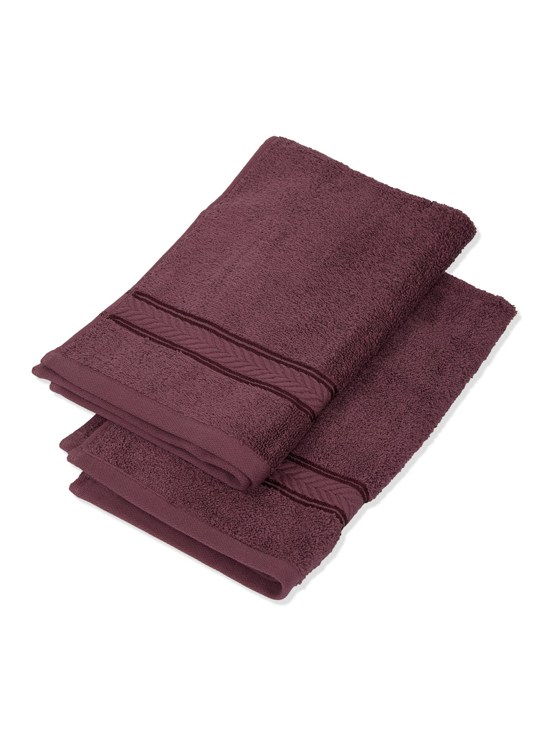 Premium Maroon 100% Cotton Solid 525 GSM Hand Towel Amber 2 Pc Set Pvc Pack