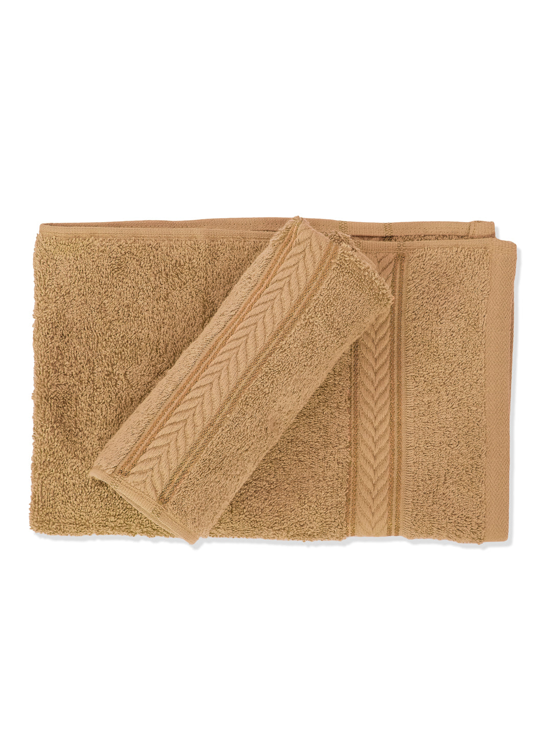 Premium Camel Brown 100% Cotton Solid 525 GSM Hand Towel Amber 2 Pc Set Pvc Pack