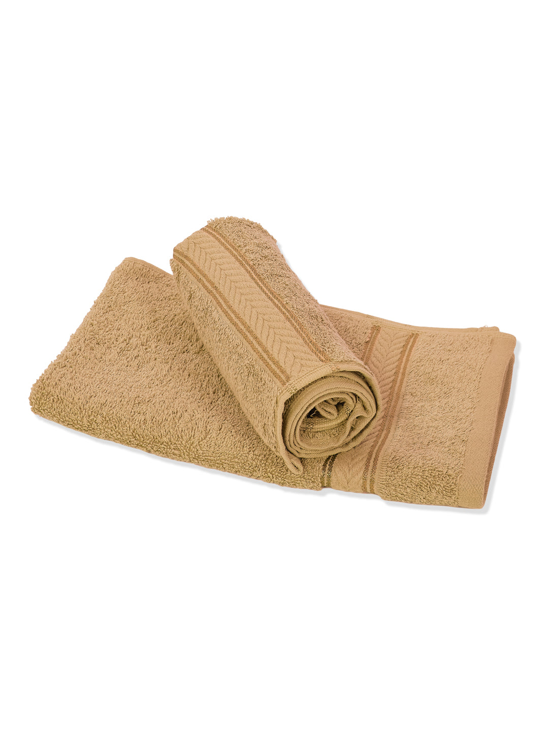 Premium Camel Brown 100% Cotton Solid 525 GSM Hand Towel Amber 2 Pc Set Pvc Pack