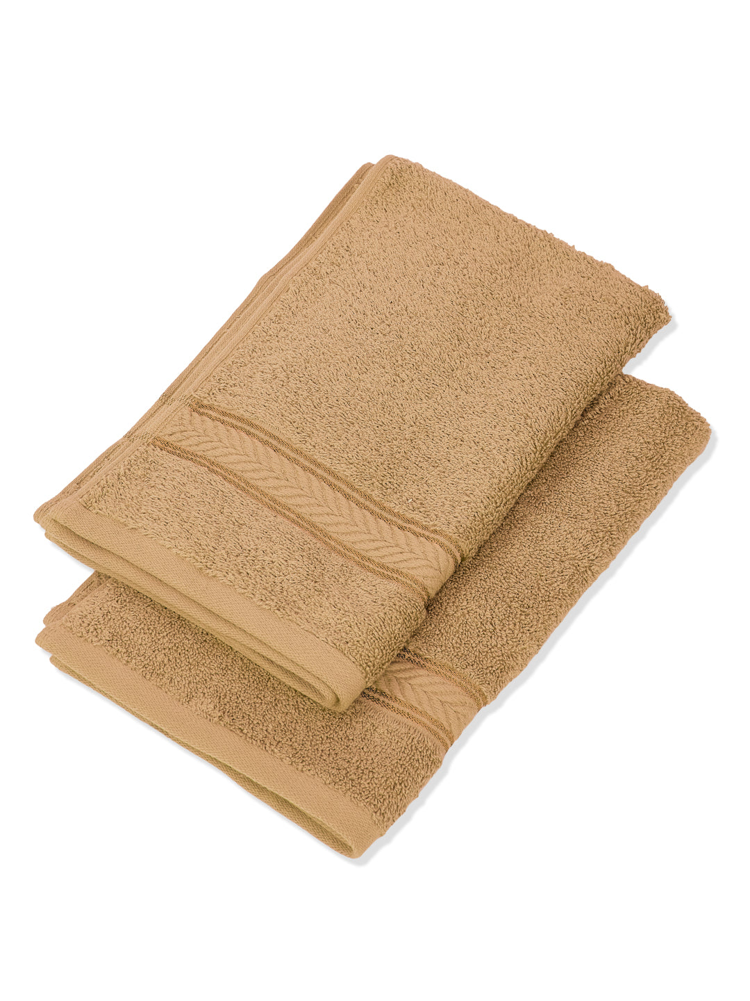 Premium Camel Brown 100% Cotton Solid 525 GSM Hand Towel Amber 2 Pc Set Pvc Pack