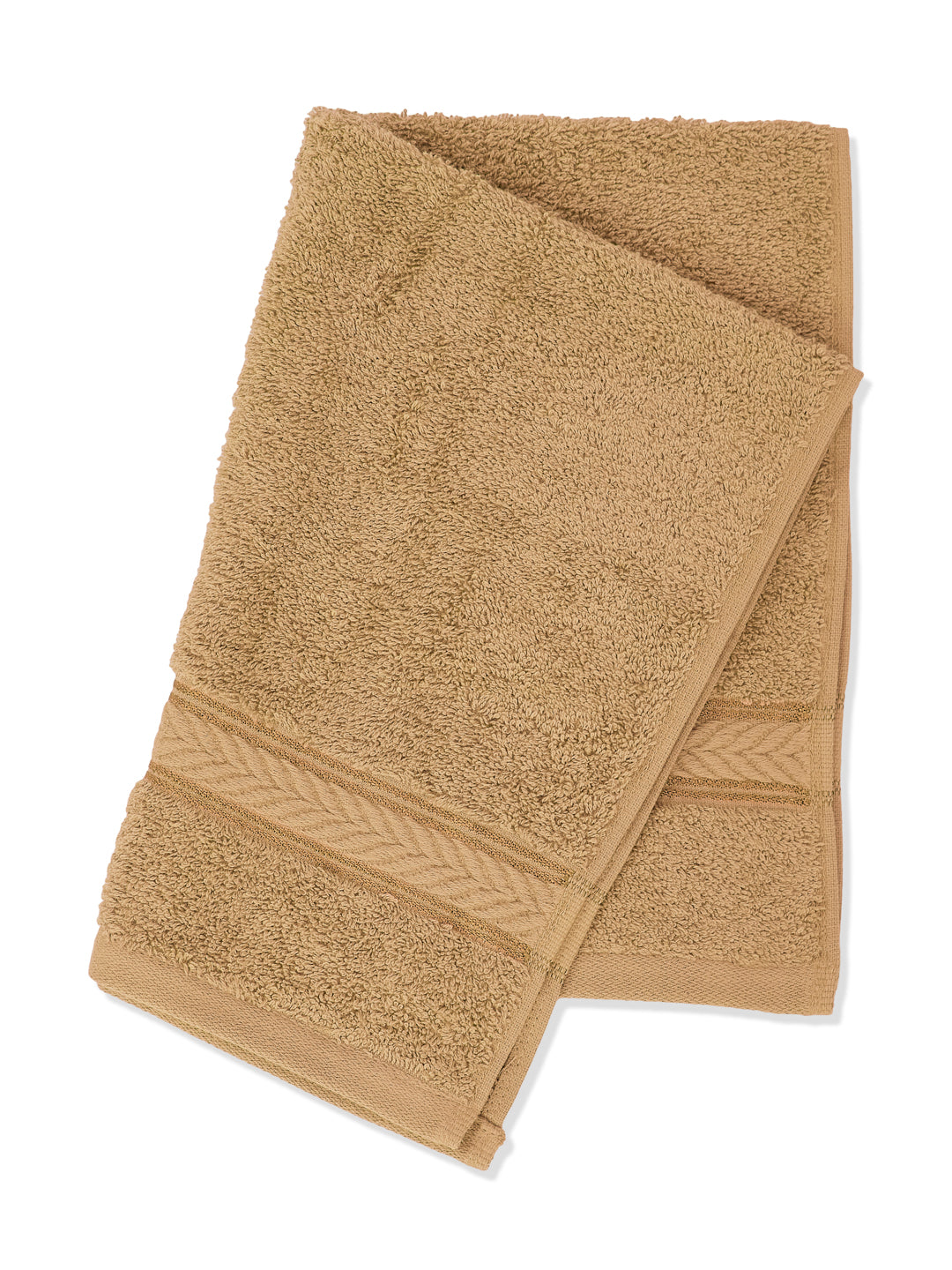 Premium Camel Brown 100% Cotton Solid 525 GSM Hand Towel Amber 2 Pc Set Pvc Pack
