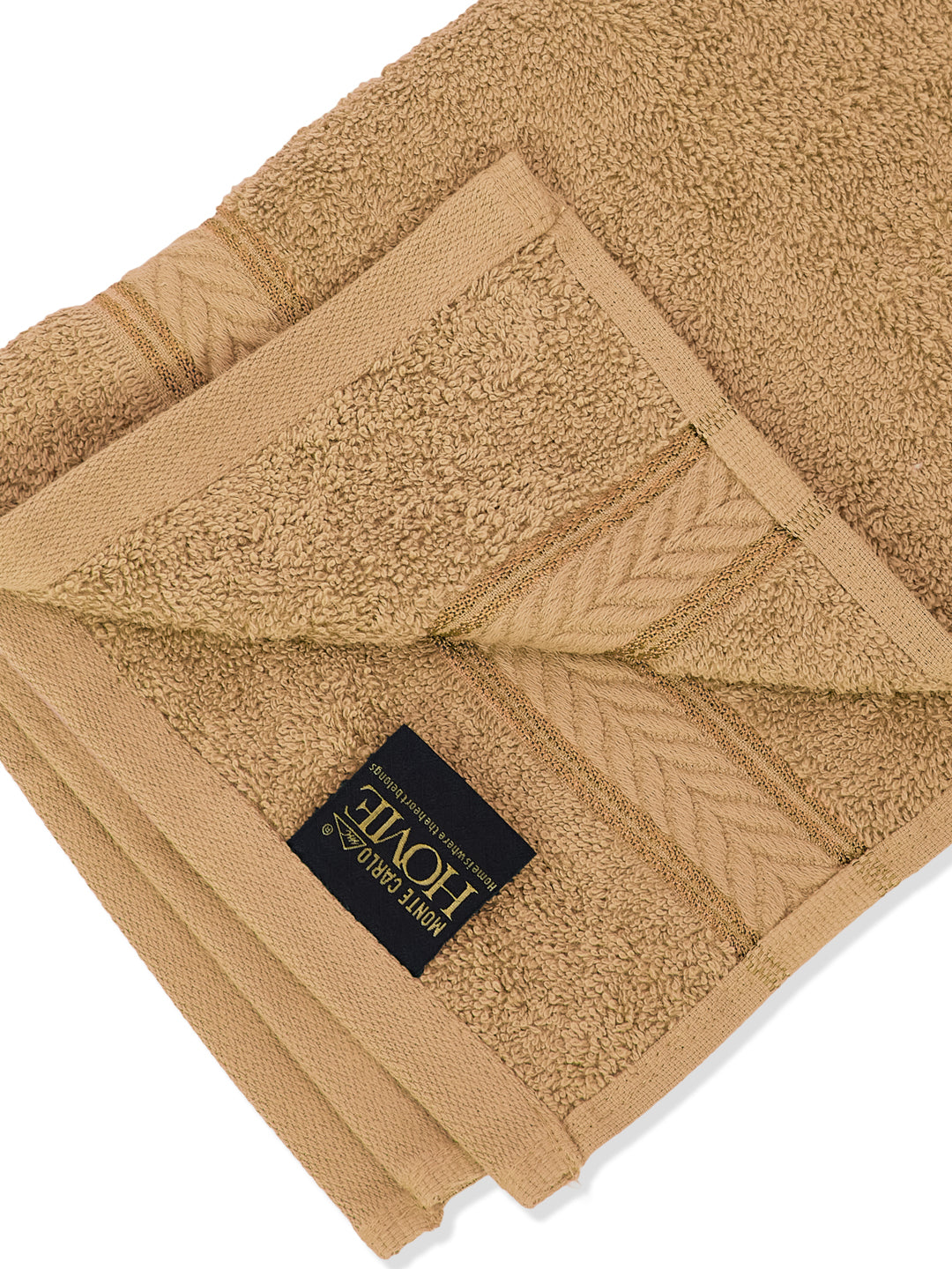 Premium Camel Brown 100% Cotton Solid 525 GSM Hand Towel Amber 2 Pc Set Pvc Pack