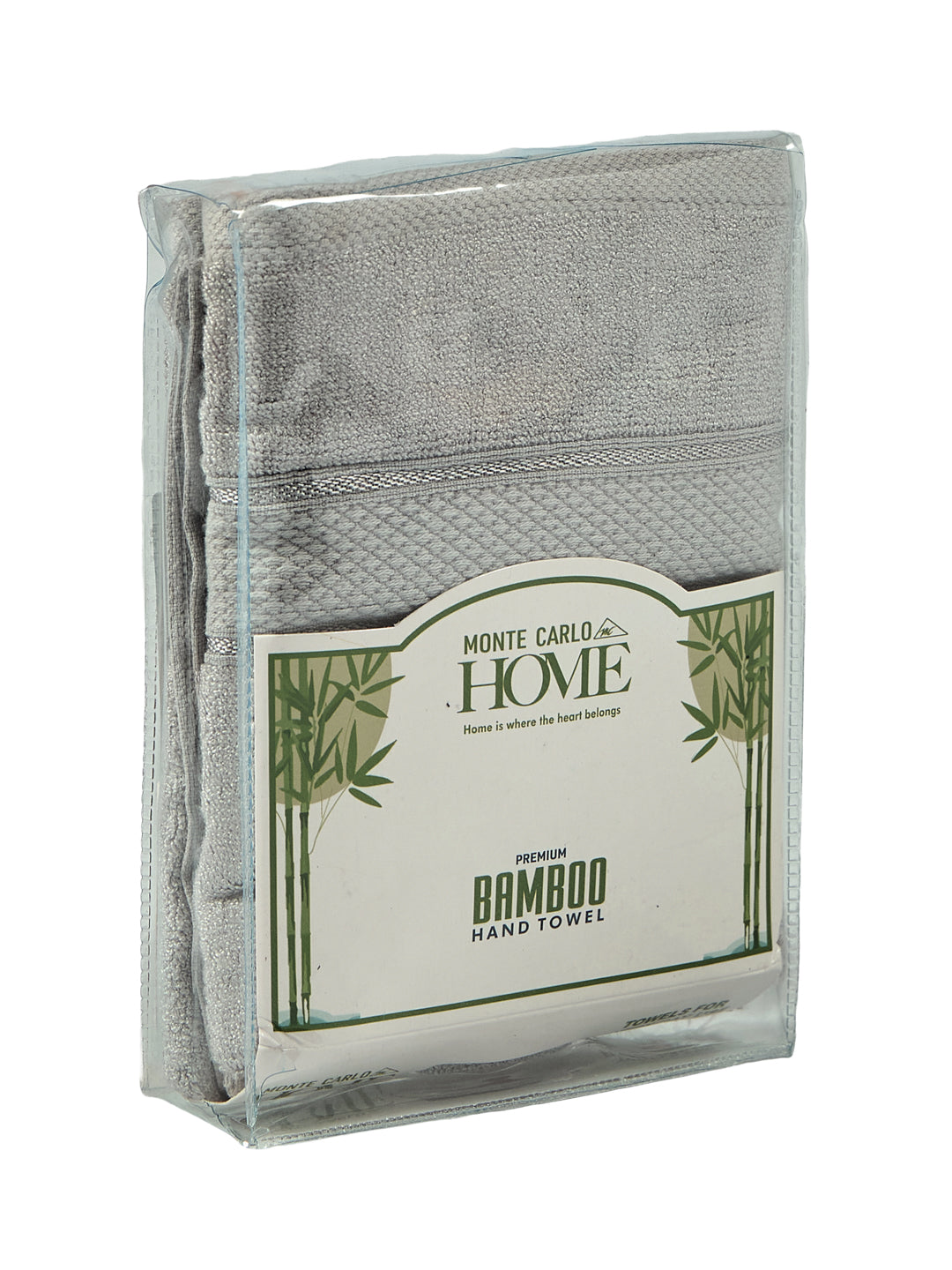 Luxury Light Grey Bamboo Cotton Solid 600 GSM Hand Towel Eco Bamboo 2 Pc Set Pvc Pack