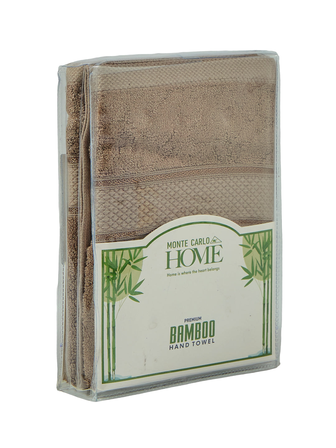 Luxury Brown Bamboo Cotton Solid 600 GSM Hand Towel Eco Bamboo 2 Pc Set Pvc Pack