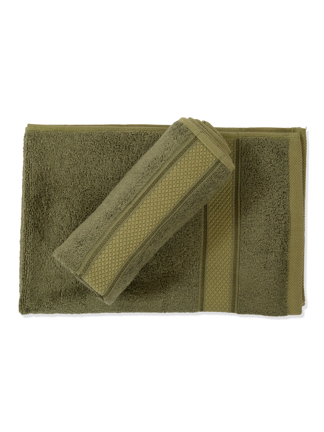 Luxury Olive Bamboo Cotton Solid 600 GSM Hand Towel Eco Bamboo 2 Pc Set Pvc Pack