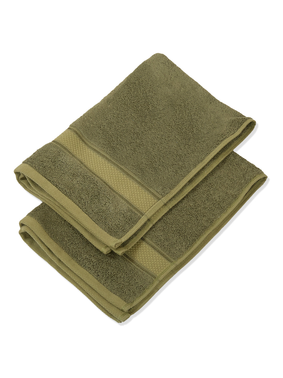 Luxury Olive Bamboo Cotton Solid 600 GSM Hand Towel Eco Bamboo 2 Pc Set Pvc Pack