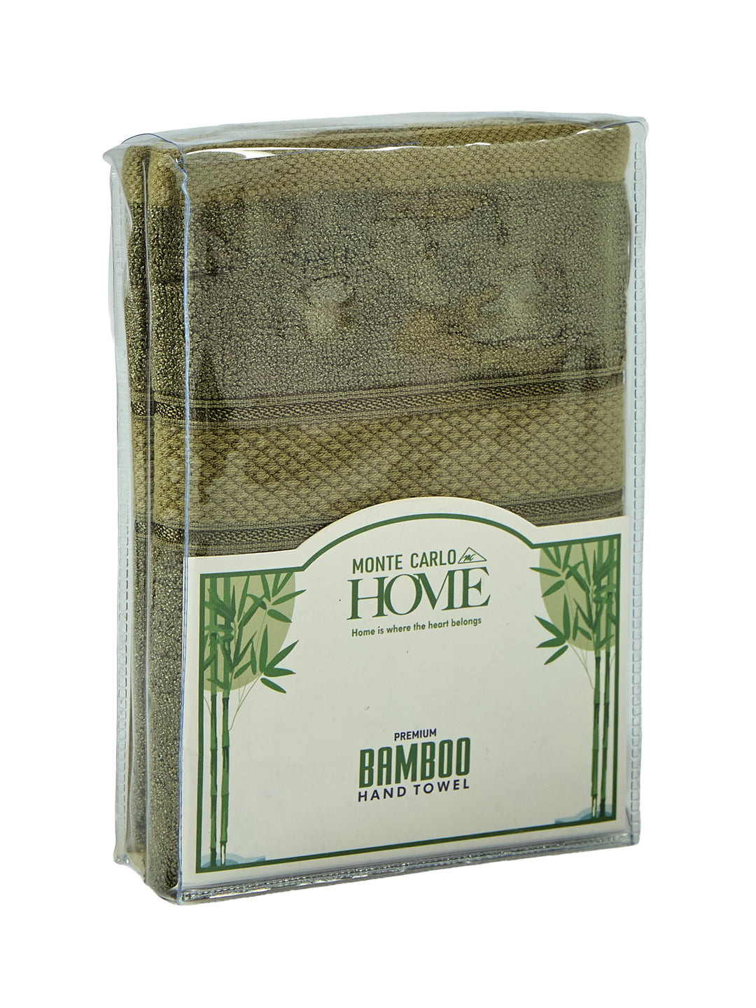 Luxury Olive Bamboo Cotton Solid 600 GSM Hand Towel Eco Bamboo 2 Pc Set Pvc Pack