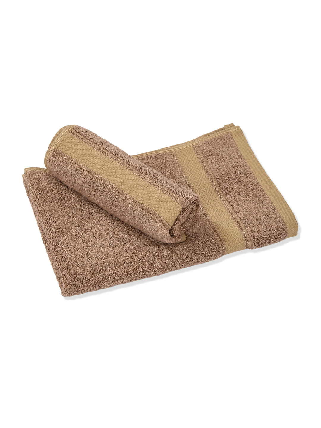 Luxury Camel Brown Bamboo Cotton Solid 600 GSM Hand Towel Eco Bamboo 2 Pc Set Pvc Pack