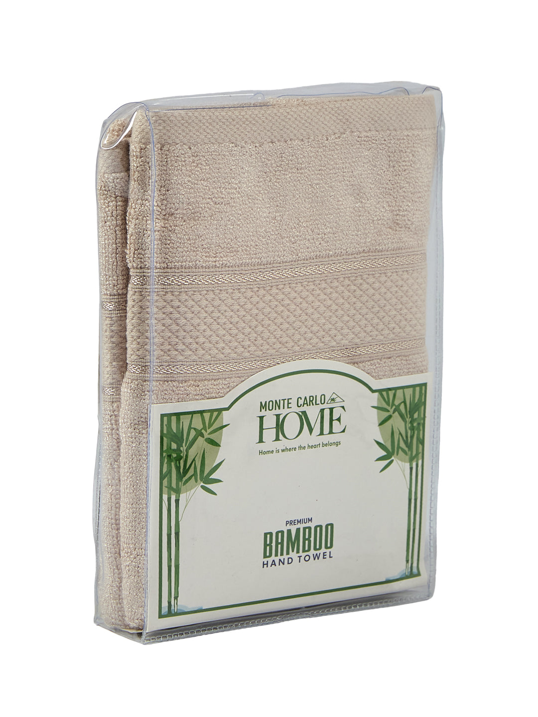 Luxury Beige Bamboo Cotton Solid 600 GSM Hand Towel Eco Bamboo 2 Pc Set Pvc Pack