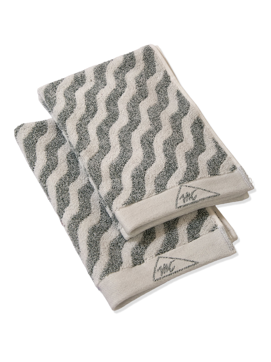 Premium Green & White Pure Cotton Self Design 500 GSM Hand Towel 2 Pc Set (Green Weave Collection)