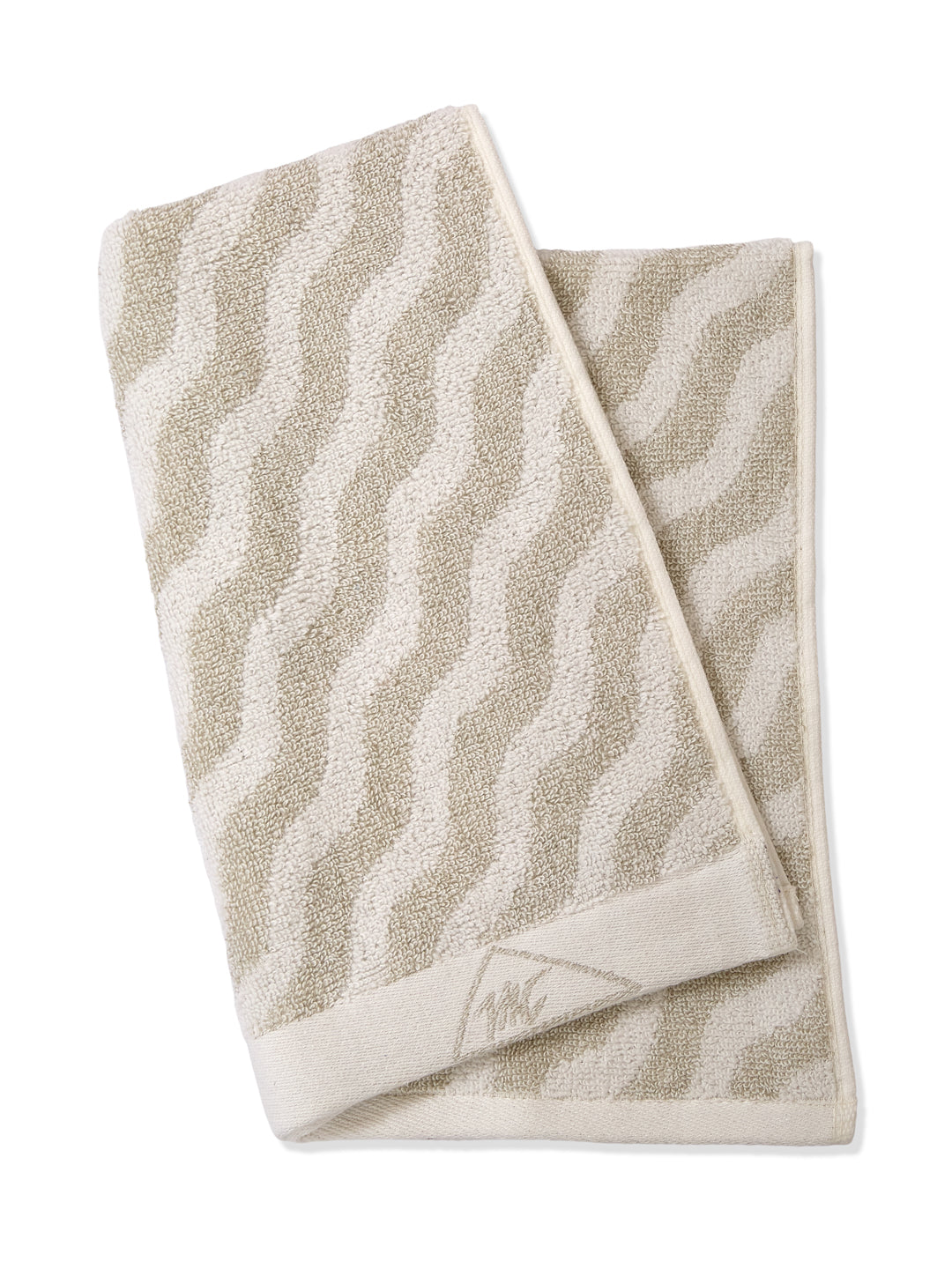 Premium Beige & White Pure Cotton Self Design 500 GSM Hand Towel 2 Pc Set (Green Weave Collection)
