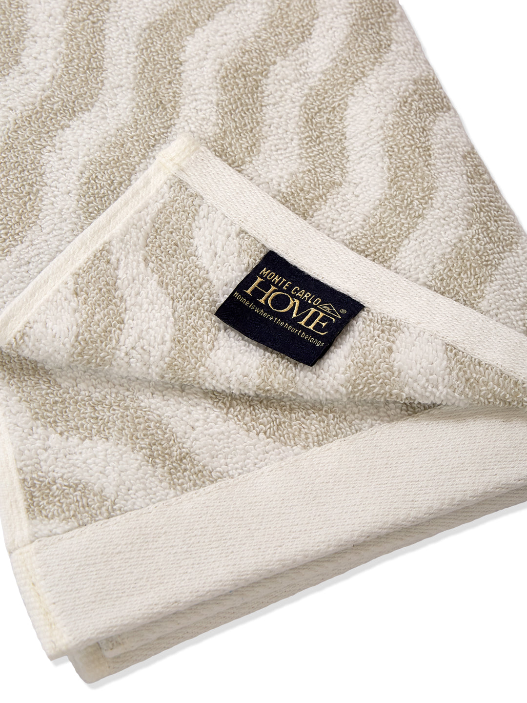 Premium Beige & White Pure Cotton Self Design 500 GSM Hand Towel 2 Pc Set (Green Weave Collection)