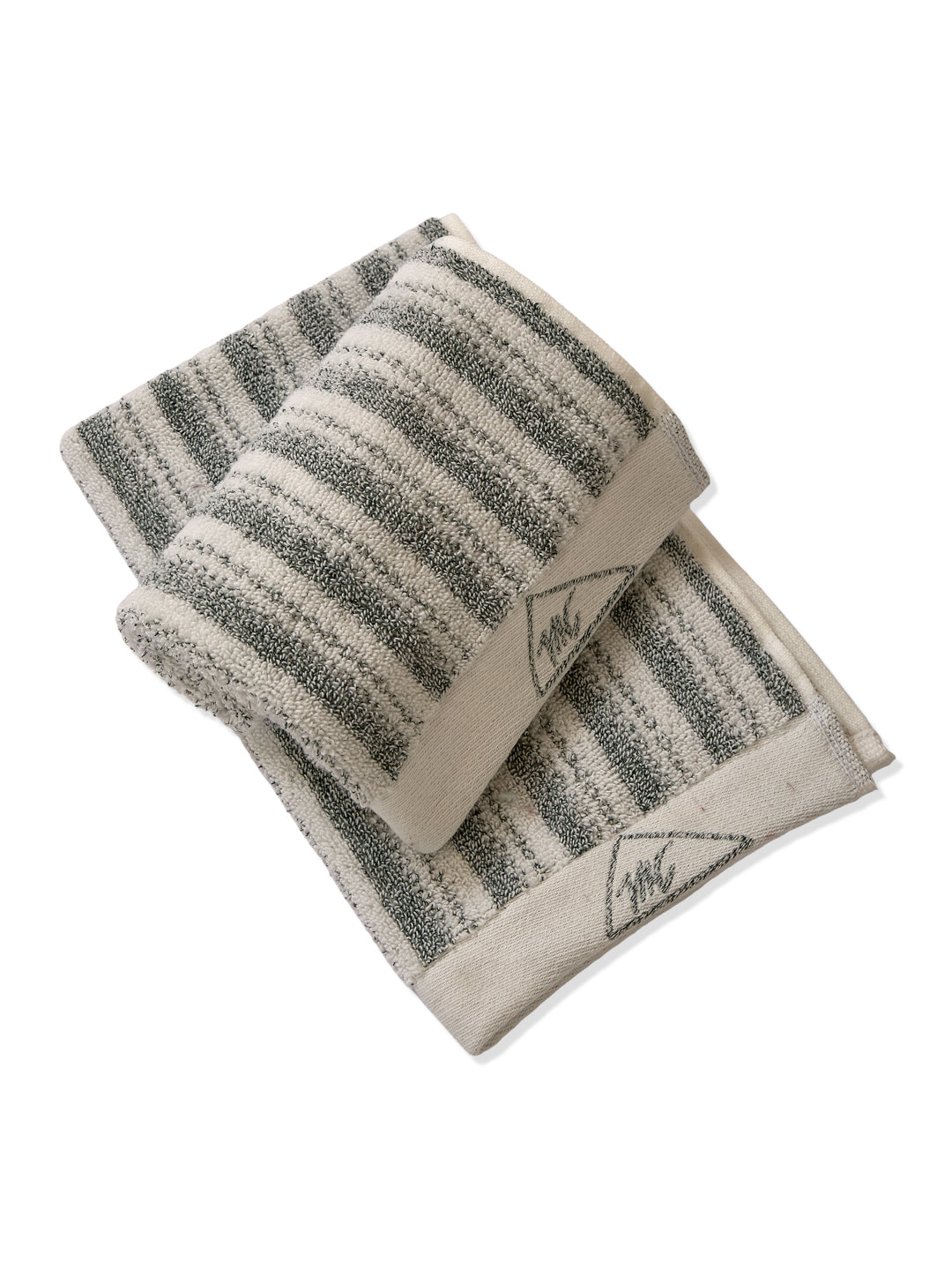 Premium Green & White Pure Cotton Self Design 500 GSM Hand Towel 2 Pc Set (Green Weave Collection)