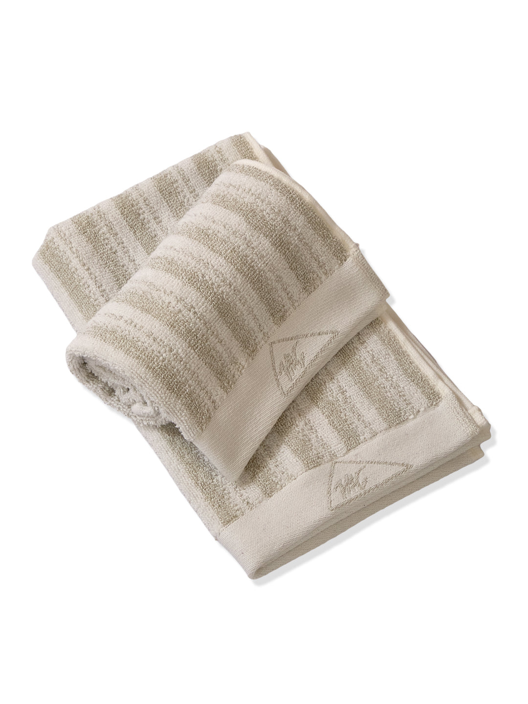 Premium Beige & White Pure Cotton Self Design 500 GSM Hand Towel 2 Pc Set (Green Weave Collection)