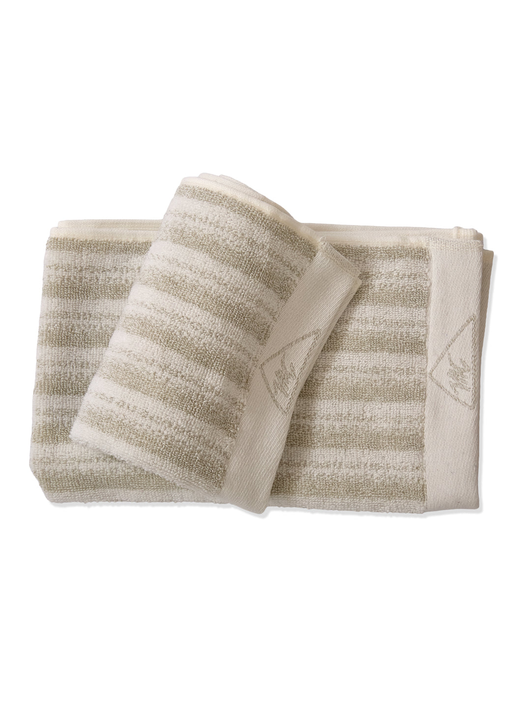 Premium Beige & White Pure Cotton Self Design 500 GSM Hand Towel 2 Pc Set (Green Weave Collection)