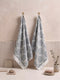 Premium Navy Blue & White Pure Cotton Self Design 500 GSM Hand Towel 2 Pc Set (Green Weave Collection)