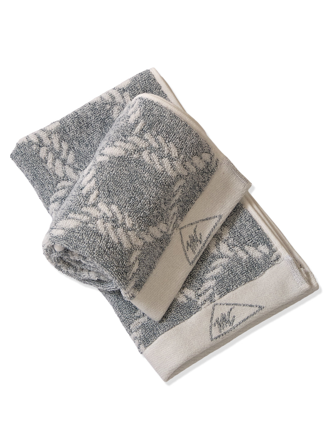 Premium Navy Blue & White Pure Cotton Self Design 500 GSM Hand Towel 2 Pc Set (Green Weave Collection)