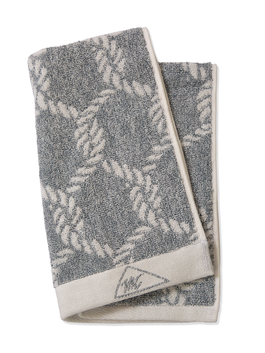 Premium Navy Blue & White Pure Cotton Self Design 500 GSM Hand Towel 2 Pc Set (Green Weave Collection)