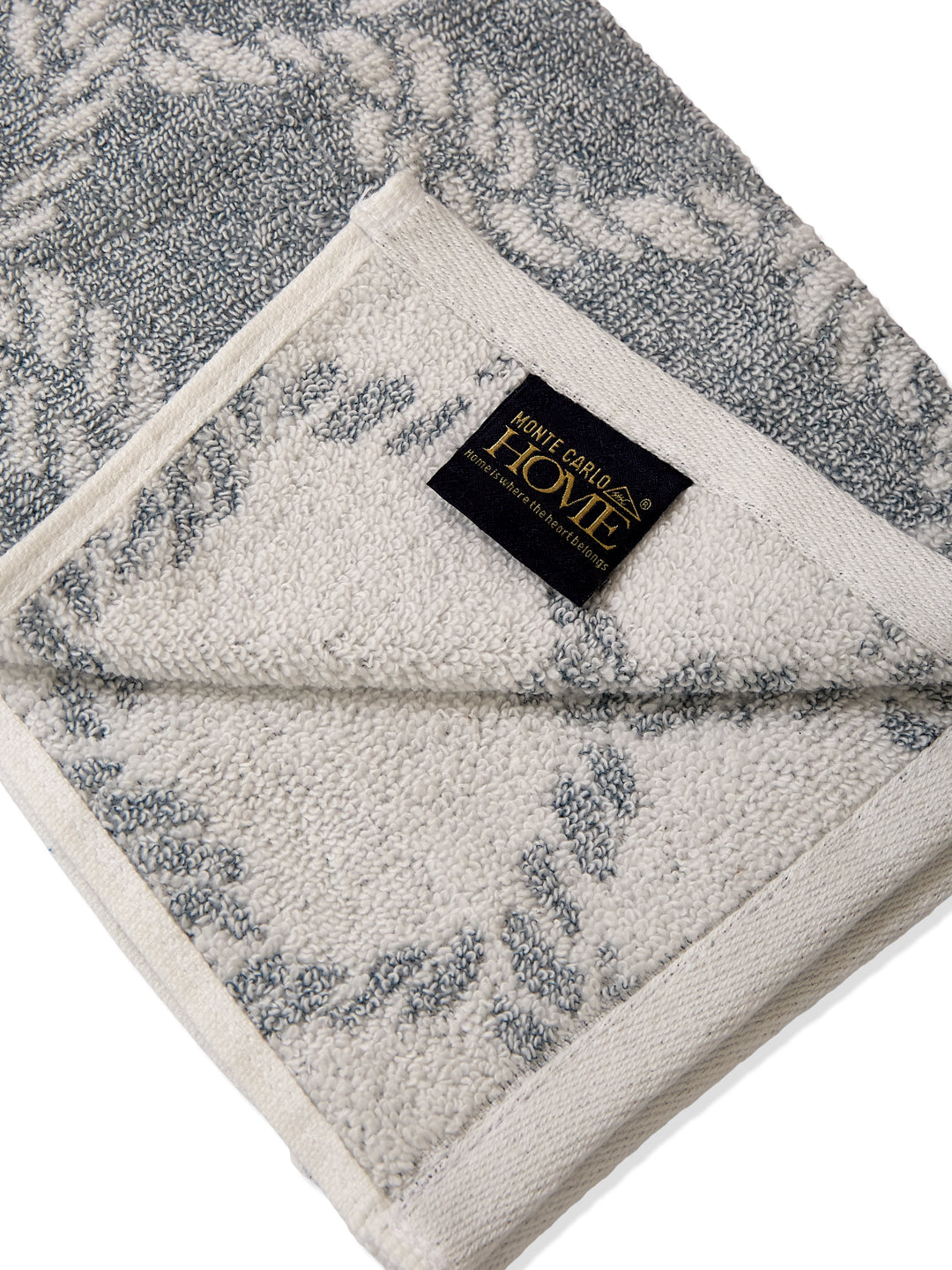 Premium Navy Blue & White Pure Cotton Self Design 500 GSM Hand Towel 2 Pc Set (Green Weave Collection)