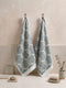 Premium Green & White Pure Cotton Self Design 500 GSM Hand Towel 2 Pc Set (Green Weave Collection)