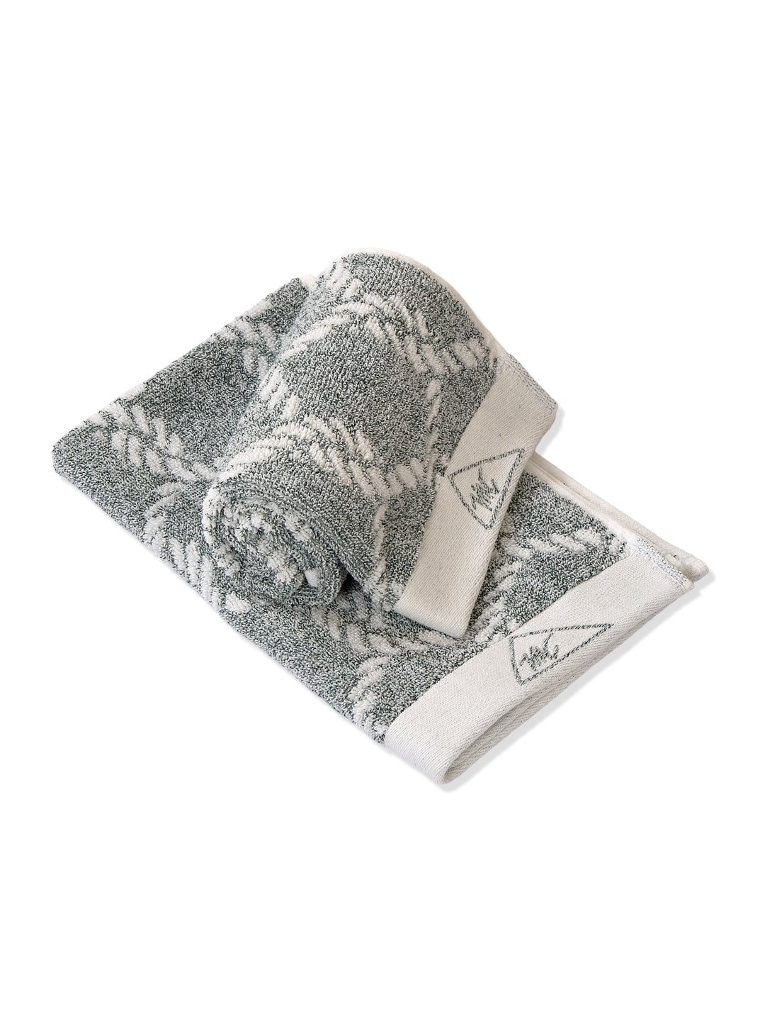 Premium Green & White Pure Cotton Self Design 500 GSM Hand Towel 2 Pc Set (Green Weave Collection)