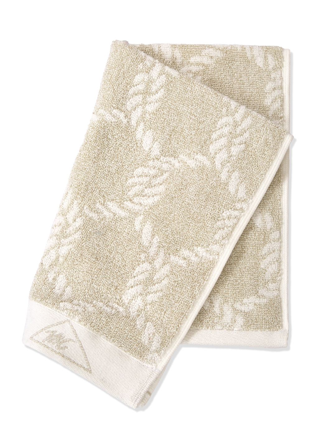 Premium Beige & White Pure Cotton Self Design 500 GSM Hand Towel 2 Pc Set (Green Weave Collection)