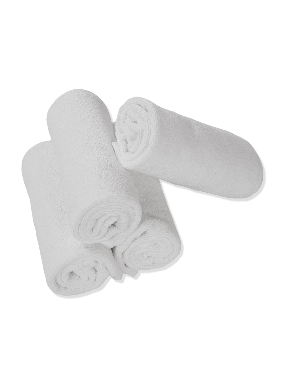 Premium White Pure Cotton Solid 585 GSM Hand Towel 4 Pc Set (Hotel Collection)