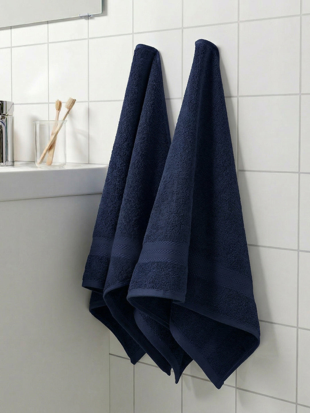 Insignia Blue Pure Cotton Solid 380 GSM Hand Towel 2 Pc Set (Jazz Collection)