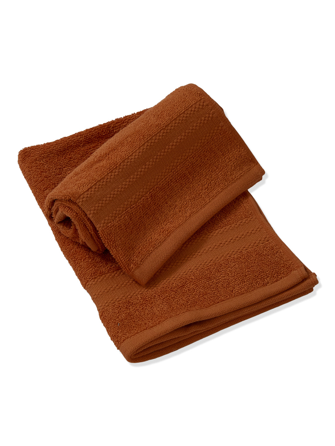 Orange Pure Cotton Solid 380 GSM Hand Towel 2 Pc Set (Jazz Collection)