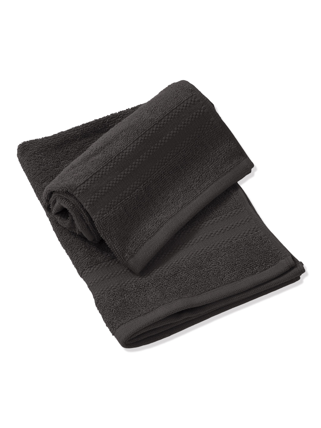 Grey Pure Cotton Solid 380 GSM Hand Towel 2 Pc Set (Jazz Collection)