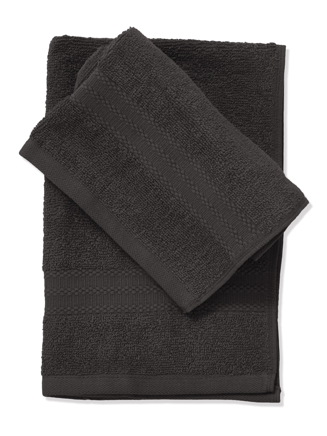 Grey Pure Cotton Solid 380 GSM Hand Towel 2 Pc Set (Jazz Collection)