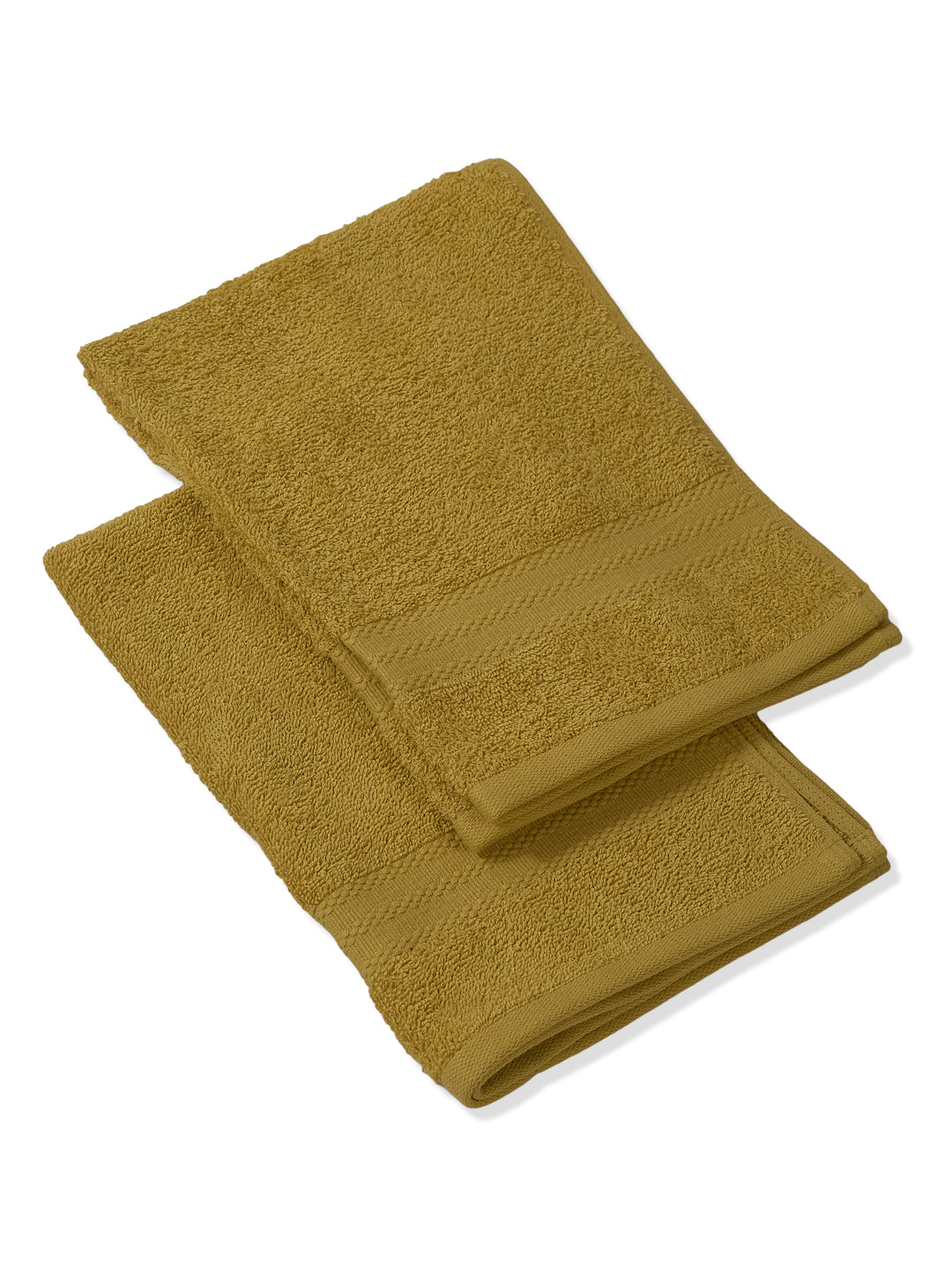 Yellow & Green Pure Cotton Solid 380 GSM Hand Towel 2 Pc Set (Jazz Collection)