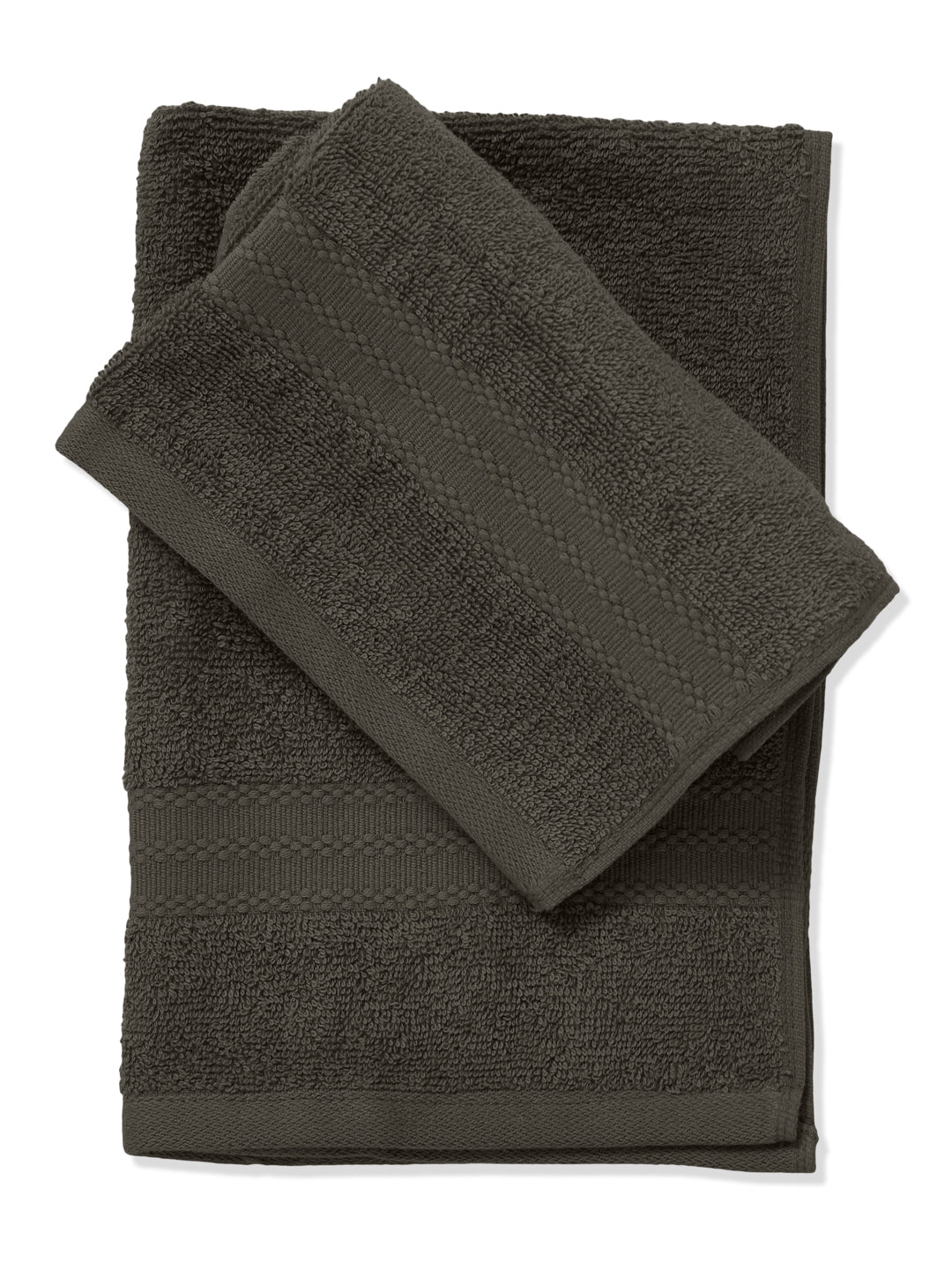 Grey Pure Cotton Solid 380 GSM Hand Towel 2 Pc Set (Jazz Collection)