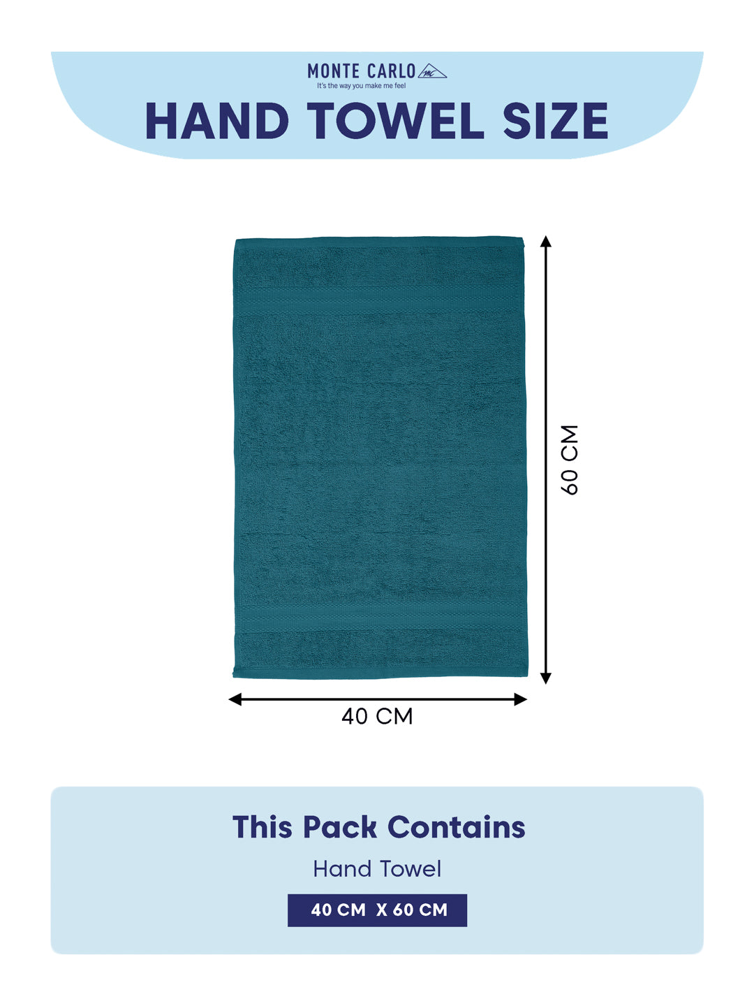 Teal Blue Pure Cotton Solid 380 GSM Hand Towel 2 Pc Set (Jazz Collection)