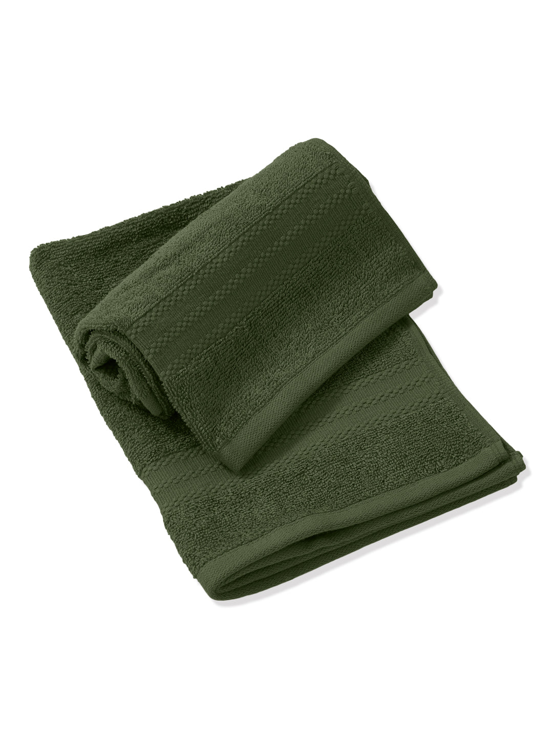 Green Pure Cotton Solid 380 GSM Hand Towel 2 Pc Set (Jazz Collection)