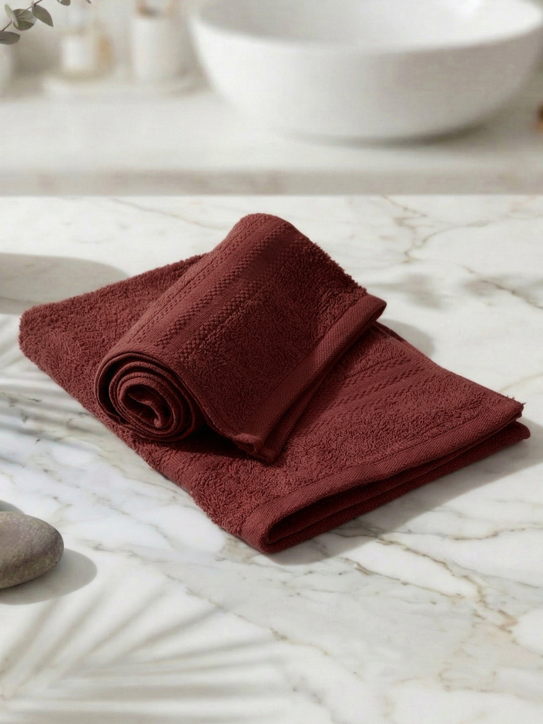 Pink Pure Cotton Solid 380 GSM Hand Towel 2 Pc Set (Jazz Collection)