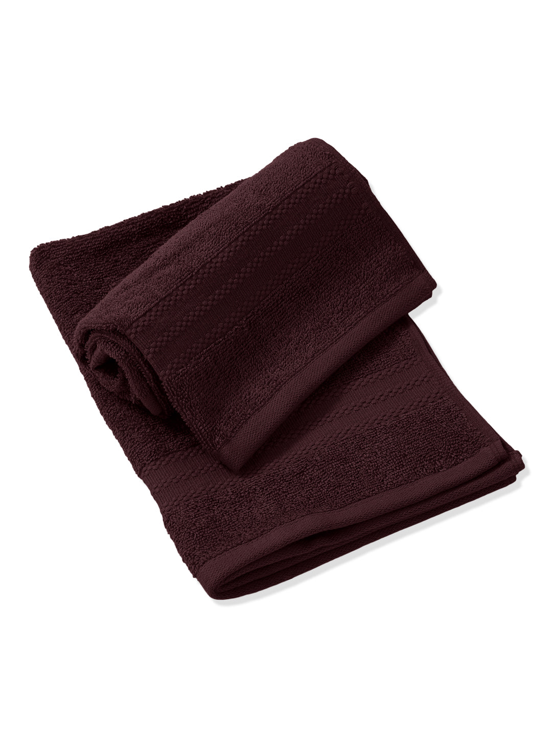 Maroon Pure Cotton Solid 380 GSM Hand Towel 2 Pc Set (Jazz Collection)
