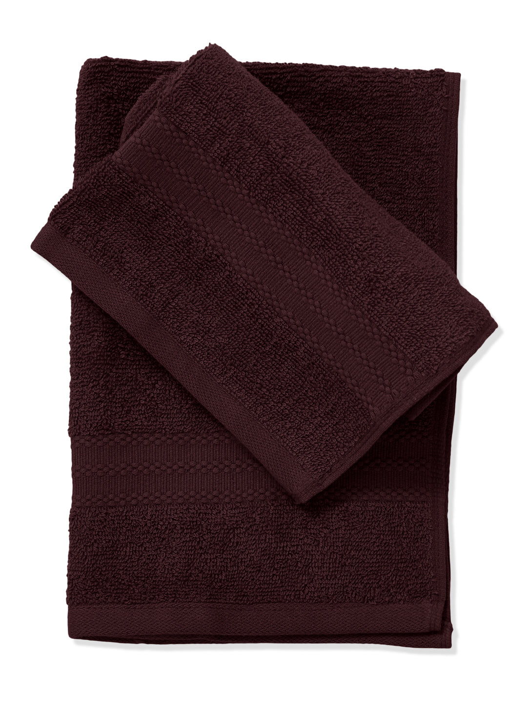 Maroon Pure Cotton Solid 380 GSM Hand Towel 2 Pc Set (Jazz Collection)