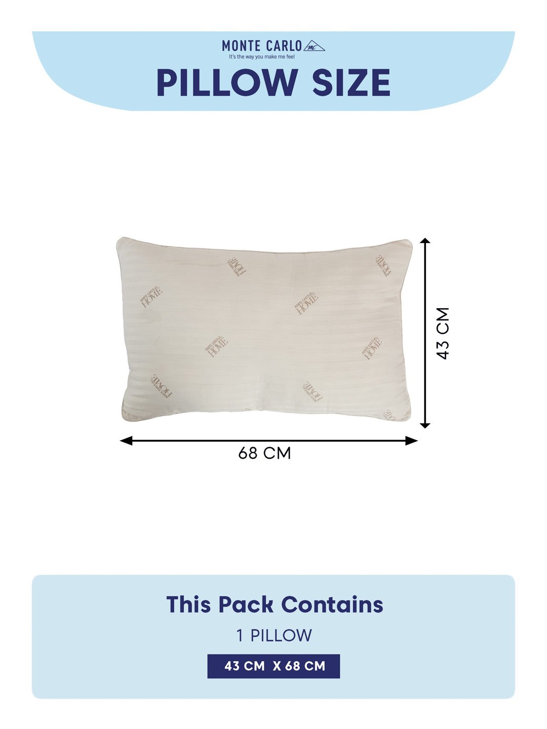 Monte Carlo Luxe Collection 100% Cotton Sleeping Pillow
