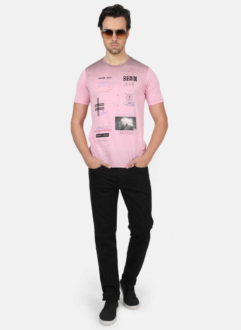 Men Pink Printed T-Shirts